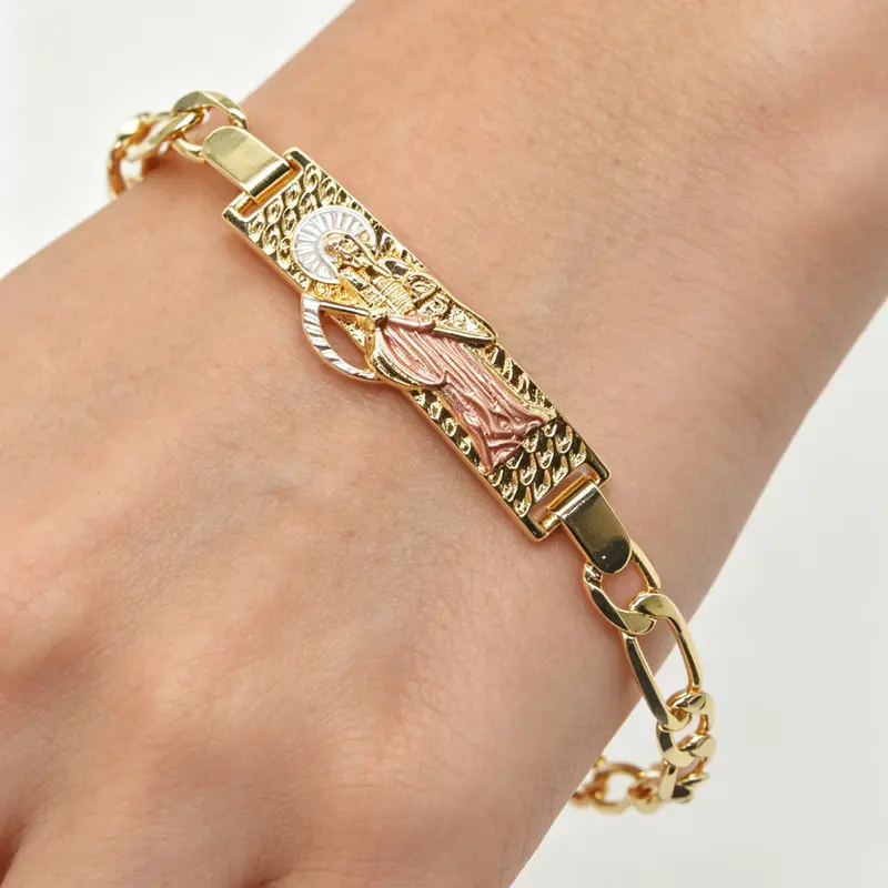 14k Santa Muerte, Unisex Fashion Jewelry, Religious Accessory, Perfect Gift for All Seasons, Exquisite Bracelet, Bracelet Design