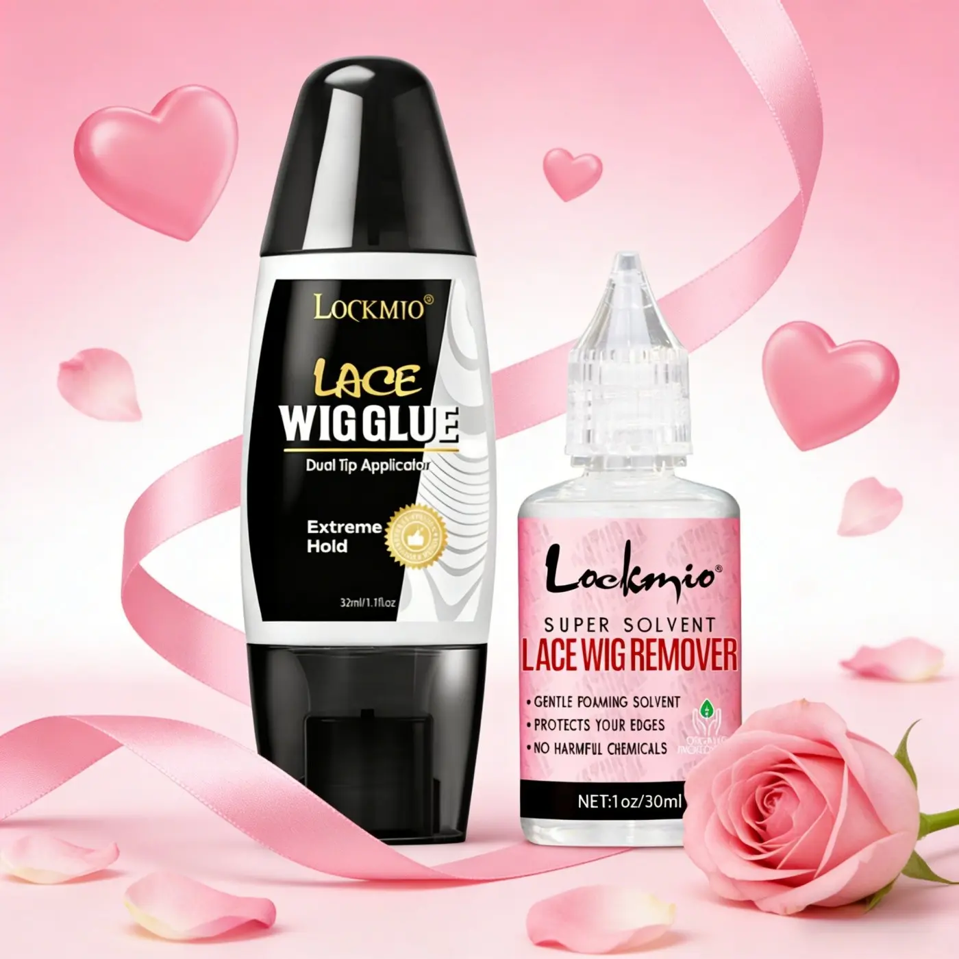 2Pcs Lace Wig Adhesive & Remover Set, Sweat Resistant, Long Lasting Hold, No Residue, Double Head Wig Glue & Gentle Remover, Ideal for Lace Wig Application, Secure Hairline Edges