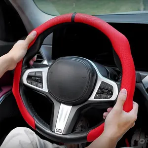 AutoUp Zone Napa Leather Steering Wheel Cover Quick Rotation Breathable Anti-Slip Ultra-Thin Design for All Seasons Automotive Interior Upgrade Decoration Kit Car Steering Wheel Cover auto accessories all-season use