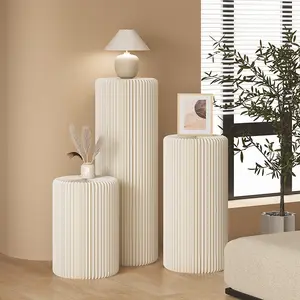 Foldable Cylinder Pedestal Stands, Kraft Paper Display Stand for Store,Wedding,Party,Exhibition,Multifunctional portable Table for Cake、Plants、Artworks、Jewelry
