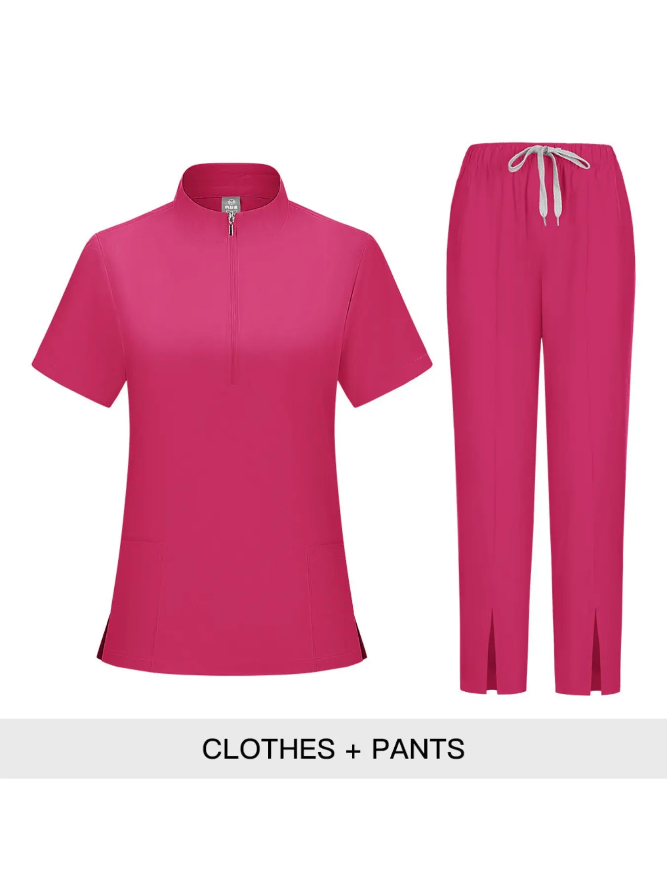 Doctor Nurse Uniform Set SPA Beauty Salon Stand Collar Zipper Short Sleeve Long Pants Scrub Workwear Uniforms Clothes