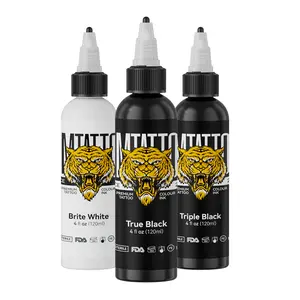Tattoo Ink DMTATTOO 4oz(120ml) Professional Black Tattoo Ink for Outlining Shading and Blending Premium True Black Triple Tattoo Brite White Tattoo Pigment Concentrated Bright Tattoo Color