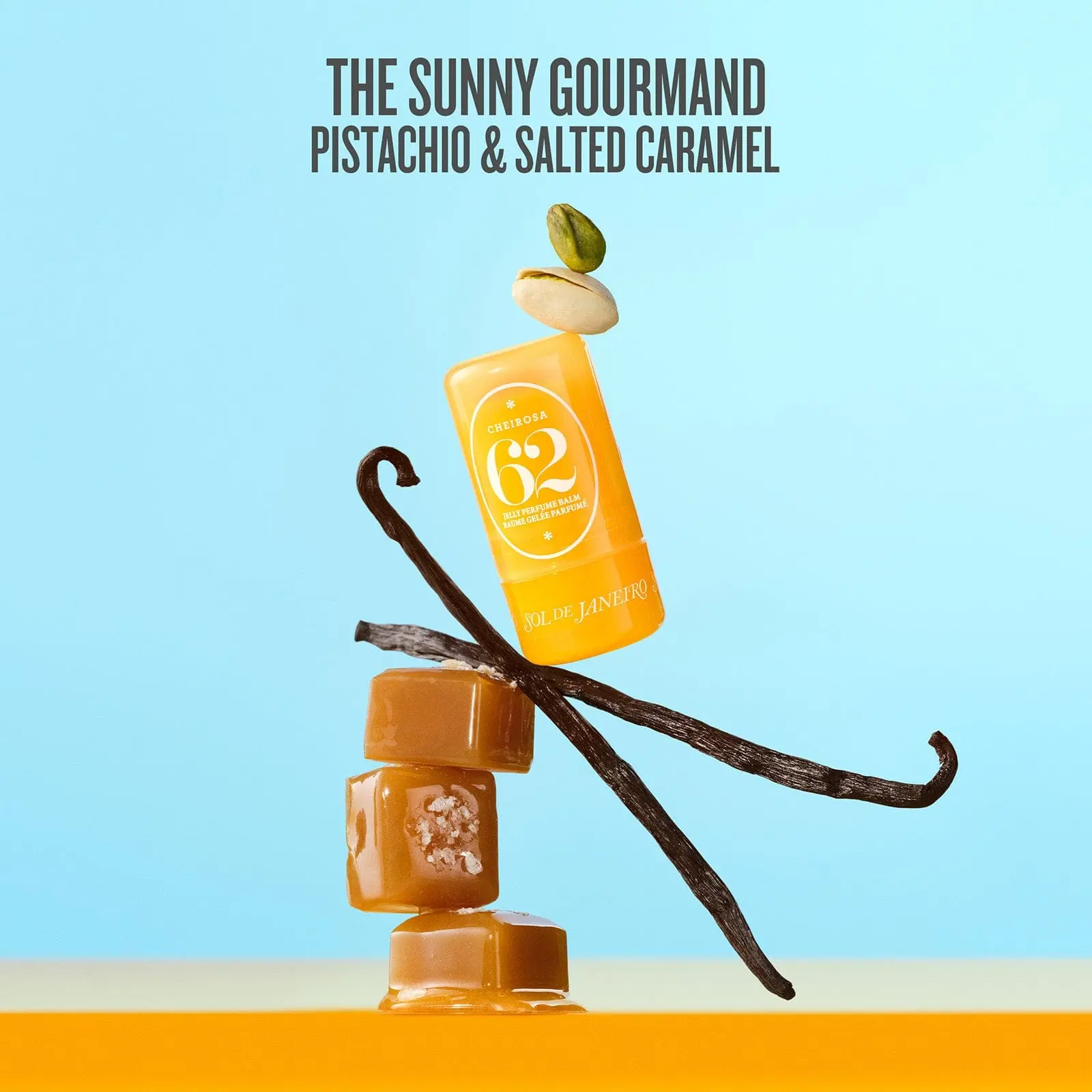 Sol de Janeiro Cheirosa 62 Jelly Perfume Balm - Pistachio, Salted Caramel & Vanilla Perfume Stick Lasts Up To 10 Hours
