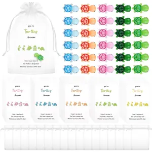 50 Pack Employee Appreciation Gifts Bulk, Mini Resin Turtles with Turtley Affirmation Cards Organza Bags, Bulk Thank You Office Recognition Gifts for Coworkers, Teachers, Volunteers & Staff