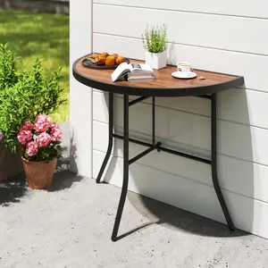 COSTWAY - Half-Round Folding Event Table with Metal Frame