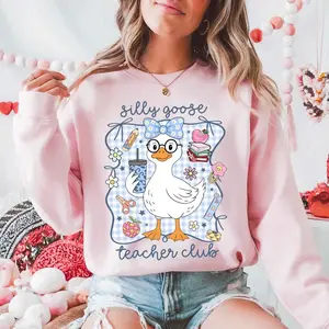Silly Goose Teacher Club Sweatshirt, Funny Goose Teacher Sweatshirt, Floral Teacher Sweatshirt, Back to School Teacher Sweatshirt, Cute Goose Graphic Crewneck, Teacher Gift