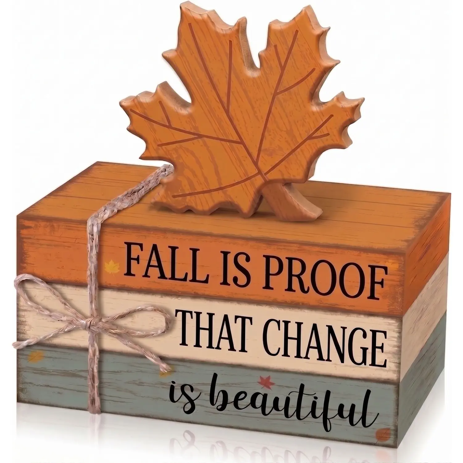 4 Pcs Fall Coffee Table Decorations Fall Tiered Tray Decor Thanksgiving Centerpiece Rustic Wooden Hot Cocoa Cup Maple Leaves Pumpkin Block Sign for Autumn Harvest Bar Kitchen Shelf Home