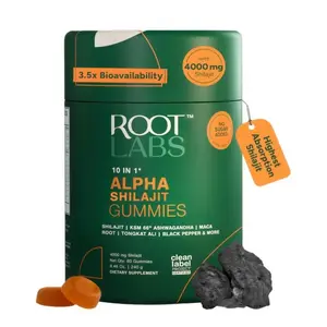 Root Labs Alpha 10-in-1 Shilajit Gummies 4000 mg | Holiday Gift-Ready | Energy, Stamina & Focus | Zero Sugar | KSM-66 Ashwagandha, Tongkat Ali, Maca | Vegan | 60 Count