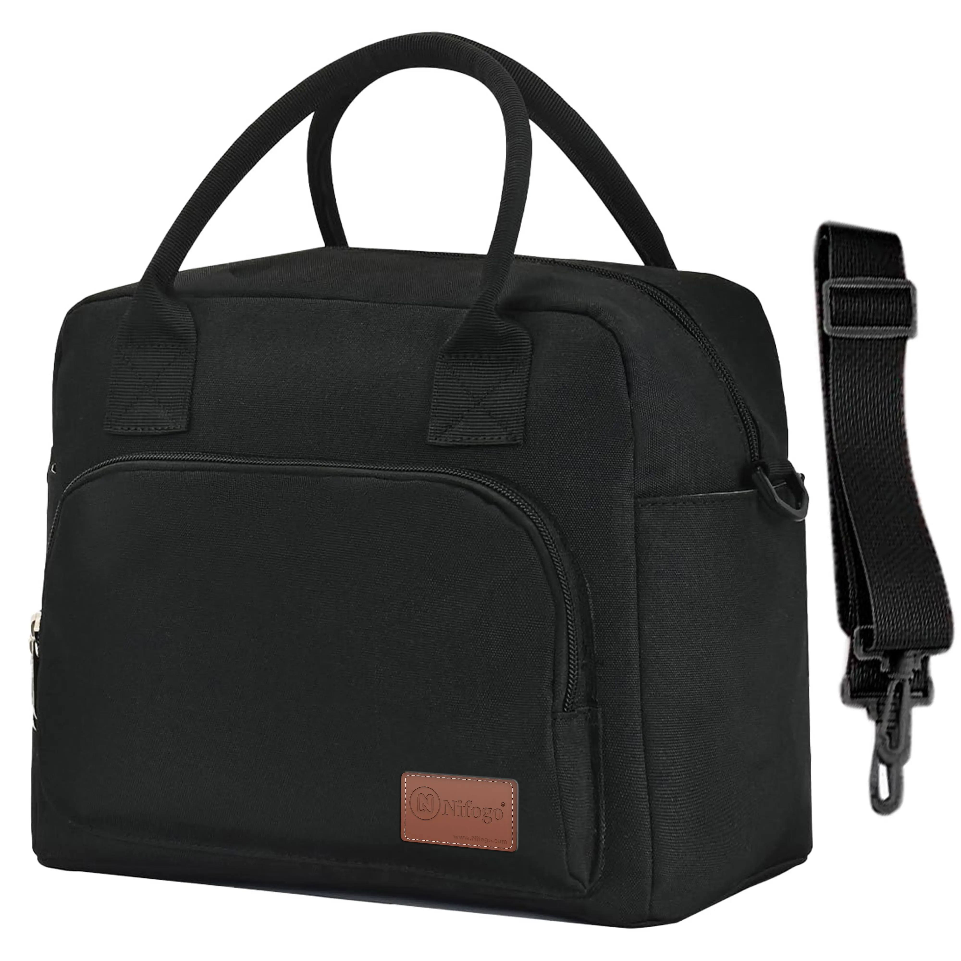 Solid Nylon Lunch Bag, Unisex Leakproof Insulated Cooler Tote with Adjustable Strap for Work & Outdoor Commutes, Leakproof Lunch Cooler, Lunch Bags For Women