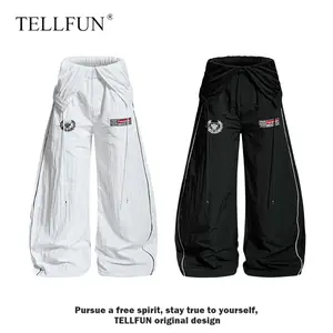 TELLFUN Men's Y2K Printed Lightweight Baggy Sweatpants, Drawstring Straight Leg Stylish Casual Streetwear Dance Pants with Pocket, Ideal for Pairing with Hoodie or Sneakers, Personalized Menswear Bottoms,summervibes