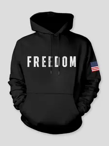 USA Freedom Hoodie for Men, American Flag Graphic Athletic Sweatshirt in Retro Style, Soft Fleece Lined, Ideal for Patriotic Expression & Daily Outfits
