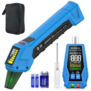 Circuit Breaker, Breaker with GFCI Outlet Tester, AC 90-135V Circuit with Buzzer Alarm & Color LCD Display, Includes Batteries & Case