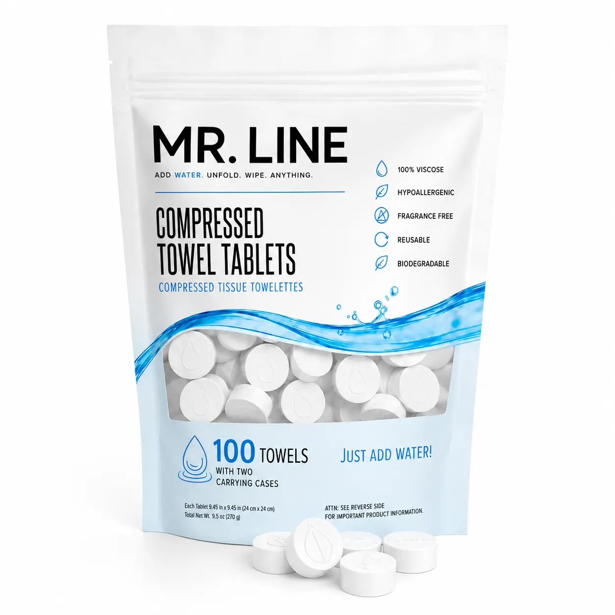 Coin Tissues 100 Pack | Compressed Towels, Expandable Wipes & Toilet Paper Tablets | Soft, Odor-Free & Portable, Water activated towels