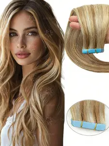 20pcs Brazilian Human Hair Tape-In Extensions, Easy Application & Free Removal, No Glue Needed, Suitable for Any Occasions, Perfect Gift