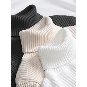 3pcs Women's High-Neck Sweaters - Solid Color Base Layer Tops, Thermal Winter Blouses, Machine Washable Layering Shirts for Fall & Cold Weather, Elegant Stretchable Knitwear for Dresses, Skirts, Jeans