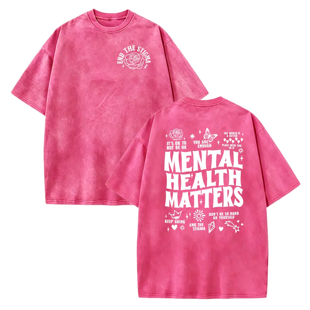 Mental Health Matters" T-Shirt, Positive Affirmation Double-Sided Tee