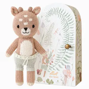 cuddle+kind Tiny Elliott the fawn 6" hand-knit doll - 1 doll = 10 meals, fair trade, heirloom quality, handcrafted in Peru, 100% cotton yarn