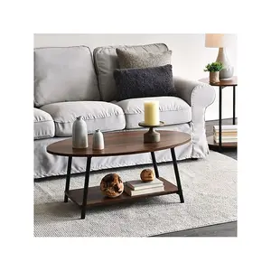 39.38"W x 23.5"D Laminate Coffee Table, Mid-Century Walnut/Black