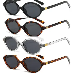 4Pcs Retro Rectangular Oval Sunglasses for Women Designer Fashion Luxury Shades UV400 Black Eyewear Men Vintage Sun Glasses Super Lightweight Comfortable Fit