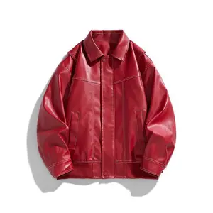 Men's PU Leather Jacket, Classic Design with Side Pockets, Glossy Finish, Perfect for Motorcycle & Street Style