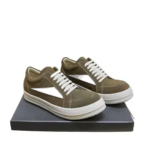 Retro shoes Men's low-top suede brown thick-soled lace-up shallow round-toe sneakers