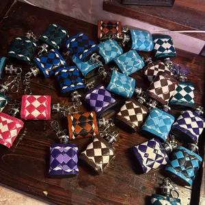 Mini checkered flask keychains random color
