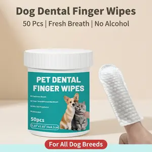 Happy Pup Life Pet Dental Cleaning Finger Wipes (For Dogs & Cats) – No-Rinse Finger Toothbrush Set – 50-Count Ear Cleaning & Grooming Kit – Soft, Disposable Wipes – Gentle & Safe Formula – Portable Travel Pack
