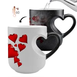 1pc Magical Color Changing Coffee Mug with Heart-Shaped Handle, 11oz Unique Heart Design, Red Heart Pattern, Heated Gradient Mug, Drinkware, Cup, Perfect for Mother'S Day, Birthdays and Holiday Gifts #GLOBAL PICKS sublimation