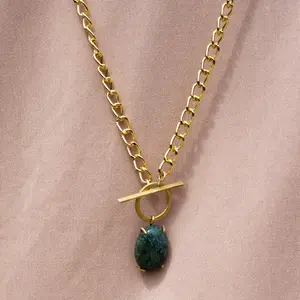 Toggle Necklace With Moss Agate