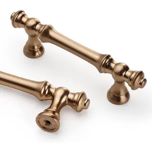 10 Pack 3 Inch(76mm) Champagne Bronze Kitchen Cabinet Handles, Brushed Brass Cabinet Pulls Gold Drawer Pulls Kitchen Cabinet Hardware for Cupboard