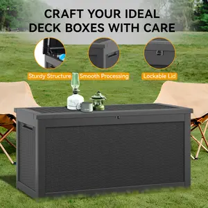 LHBCRAFT 31/230/70/100 gallons, waterproof, UV resistant, lockable, durable, storage of tools, garden supplies and outdoor accessories, outdoor deck storage box,Christmas gift