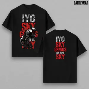 Genius of the Sky Graphic T-Shirt – Vintage Wrestling Style Tee, Bold Red Typography Grunge Streetwear, Oversized Unisex Cotton Shirt