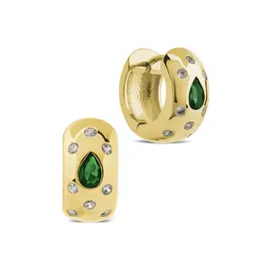 Mixed CZ Chunky Huggie Hoops