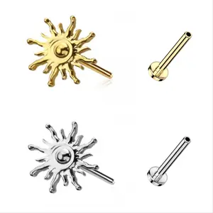 20G/18G/16G Aztec Star Threadless Flat Back Studs • Push Pin Labret • Flat Back Earring • Tragus Stud • Flat Back Upper Ear Stud • Helix Stud • Ear Cartilage Stud • Threadless Earring • Sun Stud • Implant Grade Titanium • Silver • Gold
