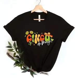 Women's Classic Cinco De Mayo Graphic T-Shirt, Casual Short Sleeve Novelty Cotton Tee for Festive Mexican Parties