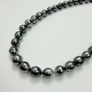Black Tahitian Beehive Full string Necklace 8-11mm Seawater Pearl Full String Necklace (40+5cm)