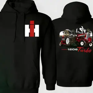 IH 1206 Turbo Hoodie - Funny & Stylish International Harvester Vintage Red Tractor Graphic Pullover Cozy Fall Winter Classic Casual Party Farmwear Unisex Sweatshirt for Tractor Lovers ,