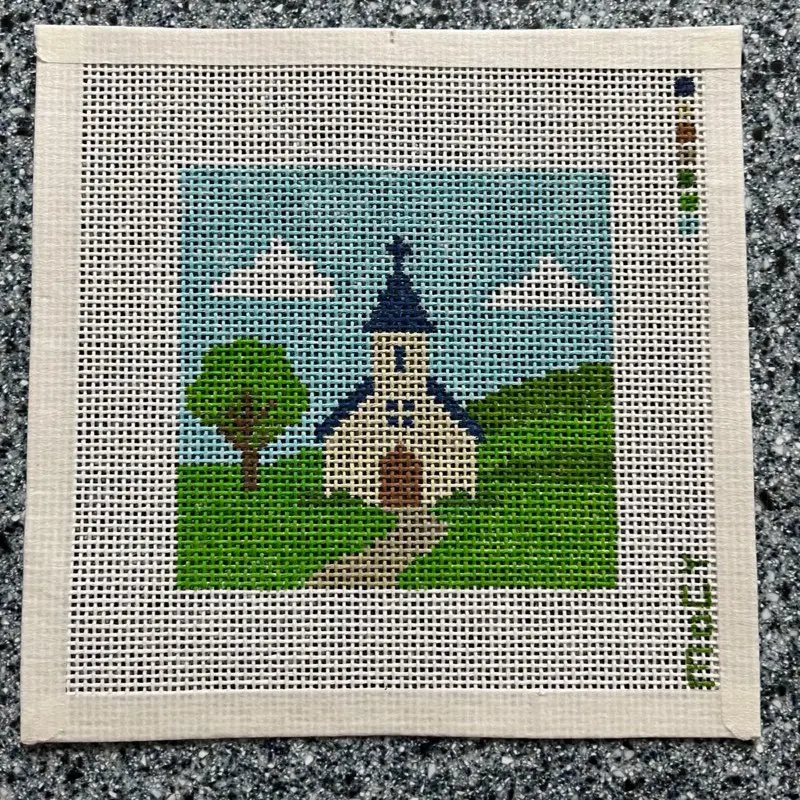 Hand Painted “Church” Needlepoint Canvas