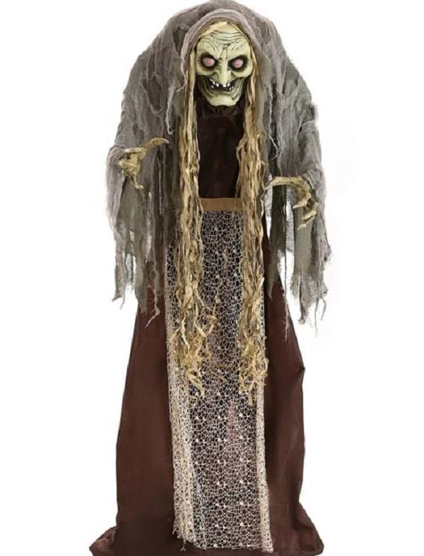 Hag the Witch 5-Foot Animatronic Decoration - Spooky Halloween Prop for Haunted Houses, Parties, and Yard Displays