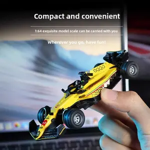 1:64 Alloy Mini RC Race Car Toy, Rechargeable Remote Control Open-Wheel Vehicle with LED Lights, Fast Drift Desktop Model, 6 Color Options, Kids Boys’ Indoor Play Birthday Gift Electric Mechanical Set