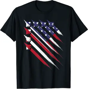 Patriotic 4th Of July Jet USA American Flag Men Boys T-Shirt - Claragonz Shop 43B0D5BVFQ6K