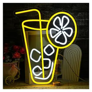 Sign Illuminated Lemon Tea Neon Sign,LED Light USB Power Switch,for Lemon Tea Shop Milk Tea Shop Supermarket Kitchen Decoration Sign Illuminated