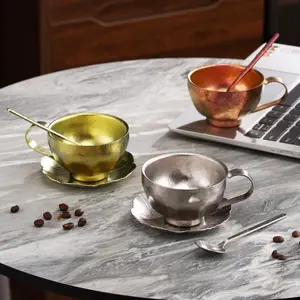 Pure Titanium Vintage Coffee Cup Set, Luxurious Tableware, Short Handle Spoon, Afternoon Tea Stirrer, Dessert Spoon