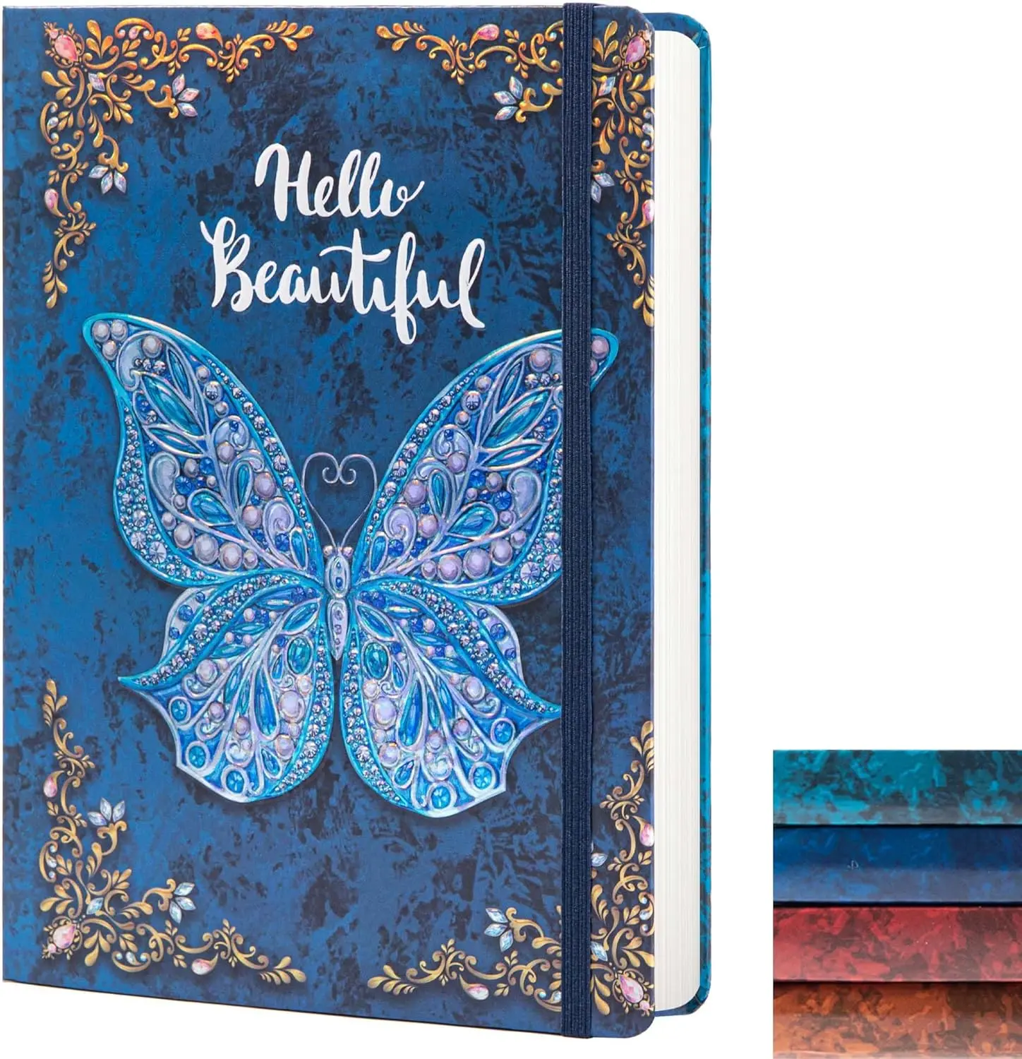 College Ruled Journal for Writing-B5  Butterfly Embossed Hardcover notebooks -Writing Journal for Women-with Elastic Closure Band, 192 Pages Lined Paper for School, Office, , 9" X 6.9"