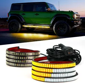 4WDKING Emergency Strobe Lights Strip 2PCS 70 Inch Amber White 864 LED Running Board Lights Bar Waterproof Flashing Warning Hazard Safety Side Lightbar  for Truck Construction car Pickup Snow Plow, Flashing Light Strobe, Strobe Mode
