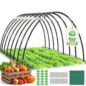 MQHUAYU 69" Arched Flexible Fiberglass Garden Hoops - Rust-Free DIY Adjustable Greenhouse Set, Outdoor Garden Accessories, Raised Bed Plant Support Frame with Clips & Connectors for Netting, Frost Blanket
