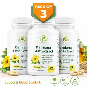 Damiana Leaf Capsules (3 Pack) – Herbal Supplement for Energy, Mood & Wellness – Non-GMO, Gluten-Free – 60 Capsules