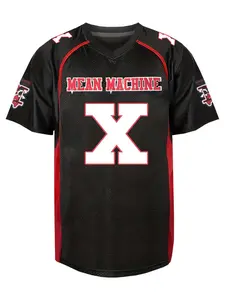 【Plus Size】 Letter & Number Patched V Neck Football Jersey, Loose Casual Short Sleeve Sports Tee, Men's Top for Daily Wear