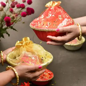 Gift Elegance Reinvented: The Art of Cultural Gifting | 5-Piece Decorative Basket Set | Perfect for Weddings, Engagements & Festivals
