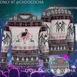 AOP Sleep T0ken Rock Band Christmas Ugly Sweater, KMH Flamingo Christmas Knitted Ugly Sweater Gift 2025